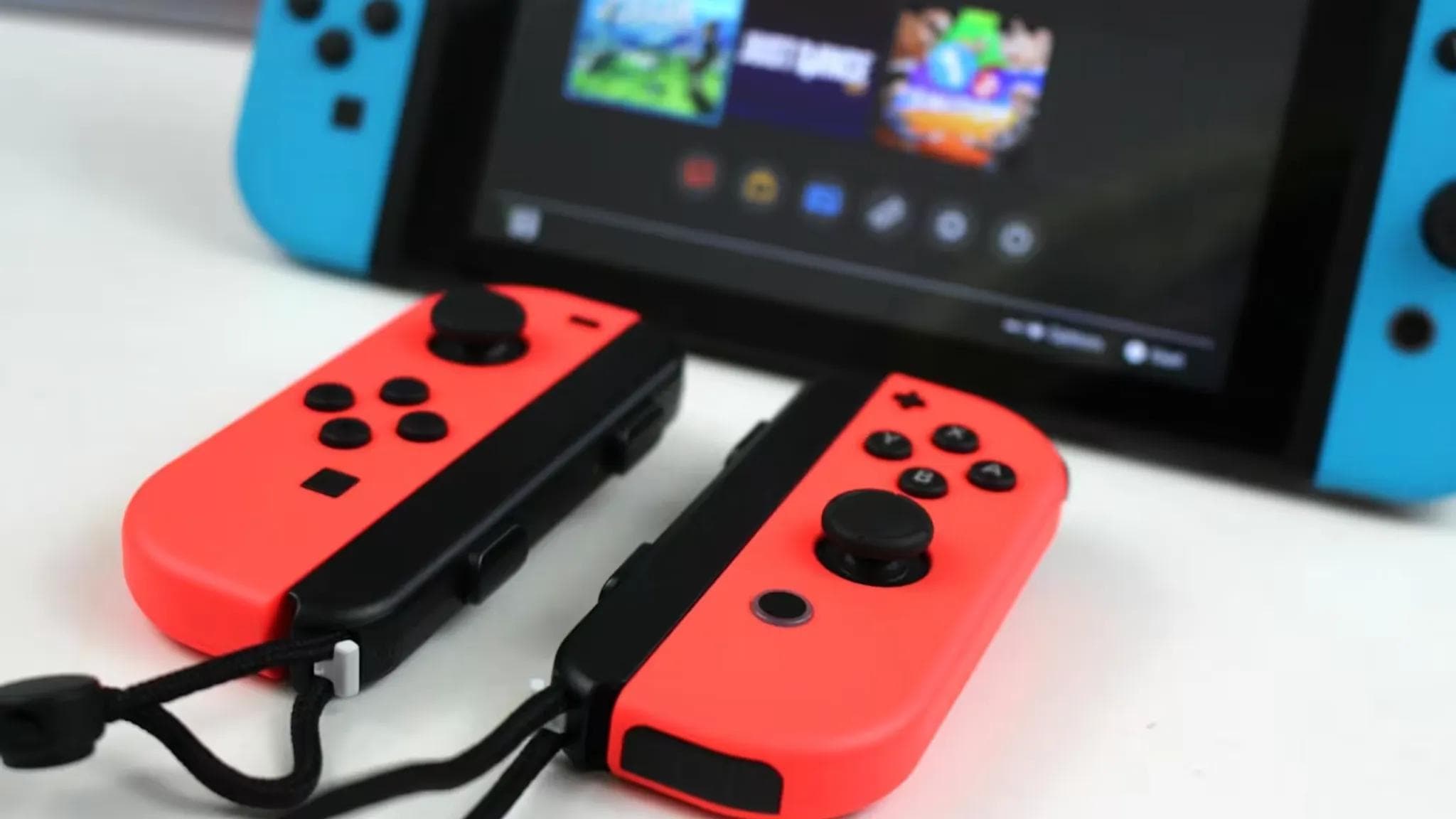 Nintendo Switch V2 com um jogo em promoção